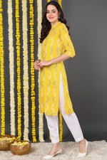 Thumbnail for Ahika Women Cotton Fabric Trendy Festive Wear Yellow Printed Kurti - Distacart