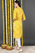 Thumbnail for Ahika Women Cotton Fabric Trendy Festive Wear Yellow Printed Kurti - Distacart