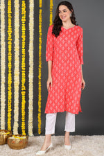 Thumbnail for Ahika Women Cotton Simple Function Wear Pink Kurti - Distacart