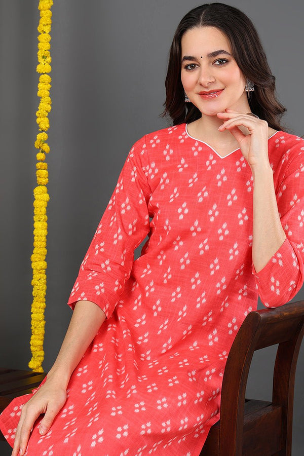 Ahika Women Cotton Simple Function Wear Pink Kurti - Distacart