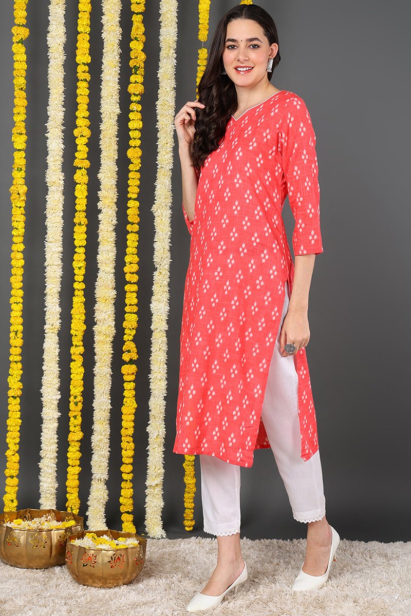 Ahika Women Cotton Simple Function Wear Pink Kurti - Distacart