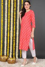 Thumbnail for Ahika Women Cotton Simple Function Wear Pink Kurti - Distacart