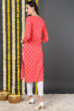 Thumbnail for Ahika Women Cotton Simple Function Wear Pink Kurti - Distacart