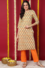 Thumbnail for Ahika Women Cream Printed Daily Wear Kurti - Distacart