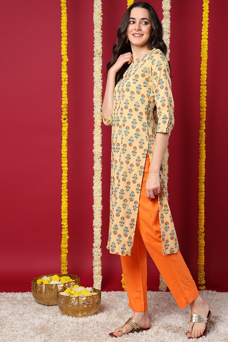 Ahika Women Cream Printed Daily Wear Kurti - Distacart