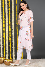 Thumbnail for Ahika Women Cotton Fabric Pink Printed Fancy Daily Wear Kurti - Distacart