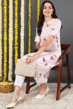 Thumbnail for Ahika Women Cotton Fabric Pink Printed Fancy Daily Wear Kurti - Distacart