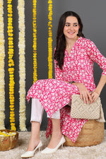 Thumbnail for Ahika Women Pink & White Screen Printed Straight Kurta - Distacart