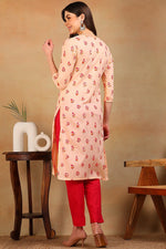 Thumbnail for Ahika Women Cotton Orange Floral Printed Straight Kurti - Distacart