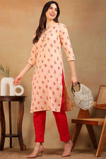 Thumbnail for Ahika Women Cotton Orange Floral Printed Straight Kurti - Distacart
