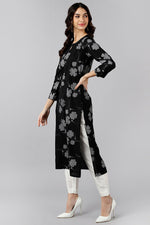 Thumbnail for Ahika Black Cotton Straight Kurta - Distacart