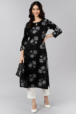 Thumbnail for Ahika Black Cotton Straight Kurta - Distacart