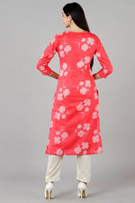 Thumbnail for Ahika Pink Cotton Straight Kurta - Distacart