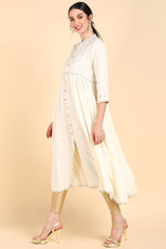 Thumbnail for Ahika Cream-Coloured & white alyssum Gotta Patti Anarkali Kurta
