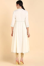 Thumbnail for Ahika Cream-Coloured & white alyssum Gotta Patti Anarkali Kurta