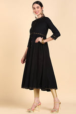 Thumbnail for Ahika Black Cold-Shoulder Sleeves Anarkali Kurta