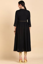 Thumbnail for Ahika Black Cold-Shoulder Sleeves Anarkali Kurta