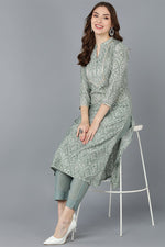 Thumbnail for Ahika Women Green Cotton Printed Kurta - Distacart