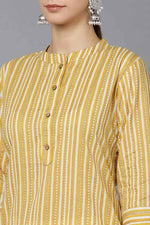 Thumbnail for Ahika Mustard Cotton Straight Kurta - Distacart
