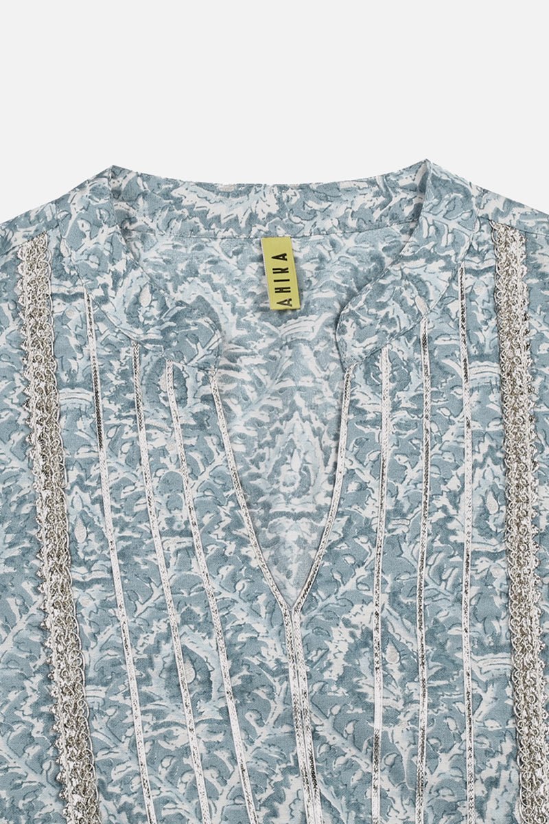 Ahika Grey Silk Blend Straight Kurtas