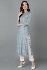 Thumbnail for Ahika Grey Silk Blend Straight Kurtas