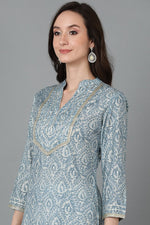 Thumbnail for Ahika Grey Silk Blend Straight Kurtas