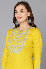 Thumbnail for Ahika Yellow Viscose Rayon Solid Straight Kurta - Distacart