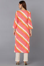 Thumbnail for Ahika Pink Cotton Blend Embroidered Straight Kurta