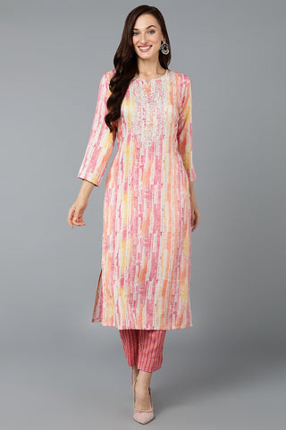 Ahika Multi Color Cotton Blend Printed Straight Kurta - Distacart