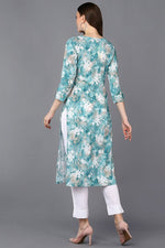 Thumbnail for Ahika Viscose Rayon Aqua Blue Marble Printed Kurta - Distacart