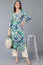 Thumbnail for Ahika Viscose Rayon Marble Printed Straight Kurta