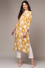 Thumbnail for Ahika Yellow Viscose Rayon Floral Printed Straight Kurta - Distacart