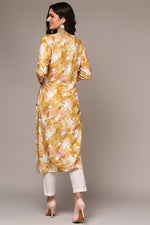 Thumbnail for Ahika Yellow Viscose Rayon Floral Printed Straight Kurta - Distacart