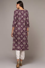 Thumbnail for Ahika Purple Viscose Rayon Ethnic Motifs Straight Kurta