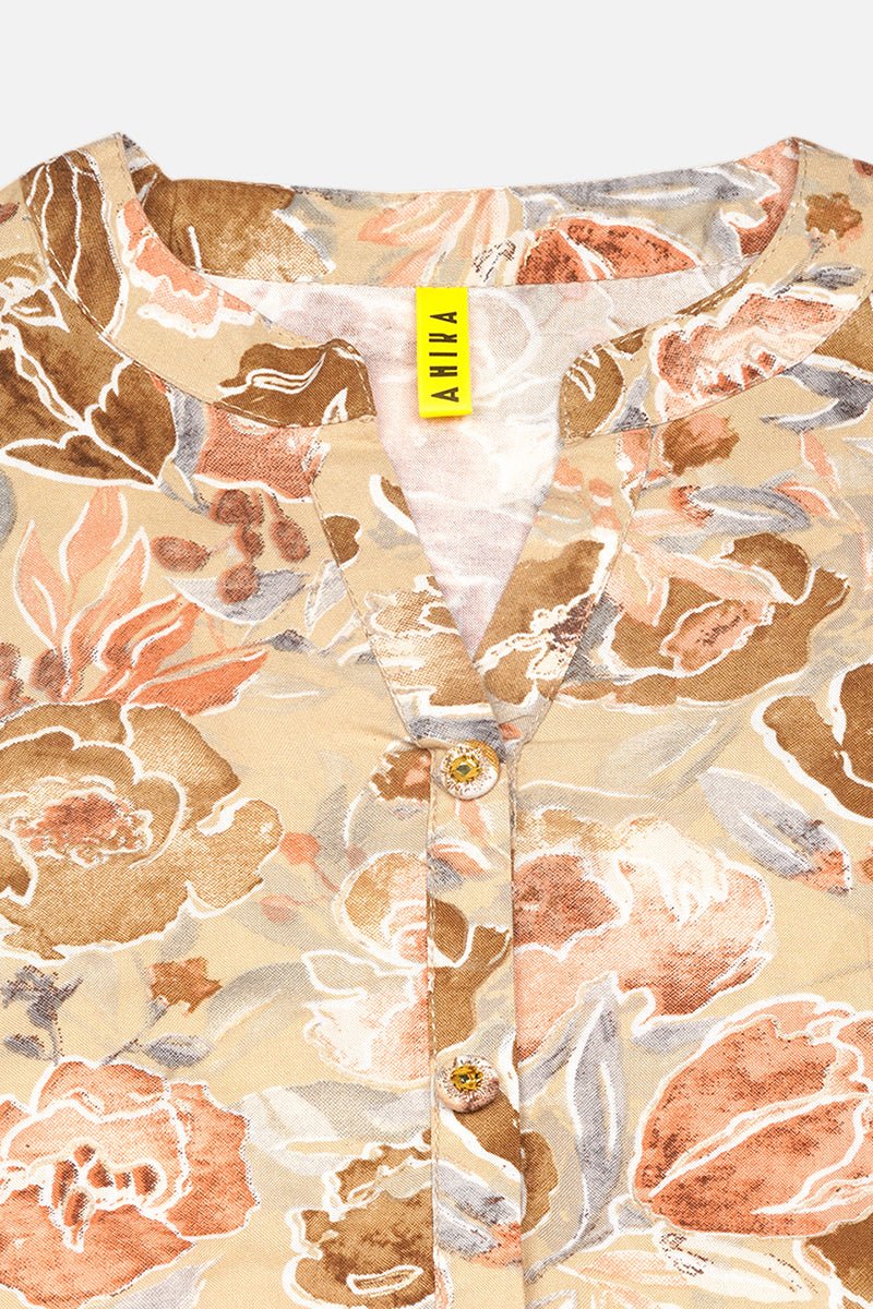 Ahika Yellow Viscose Rayon Floral Printed Straight Kurta - Distacart
