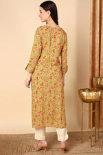 Thumbnail for Ahika Plus Size Mustard Yellow Viscose Rayon Ethnic Motifs Straight Kurta