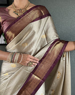 Thumbnail for Malishka Export Cotton Silk Woven Ready To Wear Saree With Blouse Piece - Chiku - Distacart