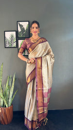 Thumbnail for Malishka Export Cotton Silk Woven Ready To Wear Saree With Blouse Piece - Chiku - Distacart