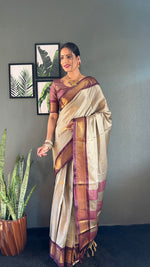 Thumbnail for Malishka Export Cotton Silk Woven Ready To Wear Saree With Blouse Piece - Chiku - Distacart