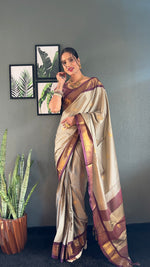 Thumbnail for Malishka Export Cotton Silk Woven Ready To Wear Saree With Blouse Piece - Chiku - Distacart