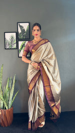 Thumbnail for Malishka Export Cotton Silk Woven Ready To Wear Saree With Blouse Piece - Chiku - Distacart