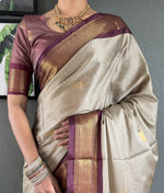Thumbnail for Malishka Export Cotton Silk Woven Ready To Wear Saree With Blouse Piece - Chiku - Distacart