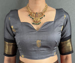 Thumbnail for Malishka Export Cotton Silk Woven Ready To Wear Saree With Blouse Piece - Grey - Distacart