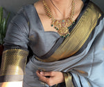 Thumbnail for Malishka Export Cotton Silk Woven Ready To Wear Saree With Blouse Piece - Grey - Distacart