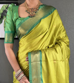 Thumbnail for Malishka Export Cotton Silk Woven Ready To Wear Saree With Blouse Piece - Green - Distacart