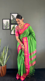 Thumbnail for Malishka Export Cotton Silk Woven Ready To Wear Saree With Blouse Piece - Pink - Distacart
