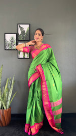 Thumbnail for Malishka Export Cotton Silk Woven Ready To Wear Saree With Blouse Piece - Pink - Distacart