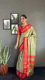 Thumbnail for Malishka Export Cotton Silk Woven Ready To Wear Saree With Blouse Piece - Pista - Distacart