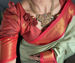Thumbnail for Malishka Export Cotton Silk Woven Ready To Wear Saree With Blouse Piece - Pista - Distacart
