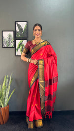 Thumbnail for Malishka Export Cotton Silk Woven Ready To Wear Saree With Blouse Piece - Green - Distacart